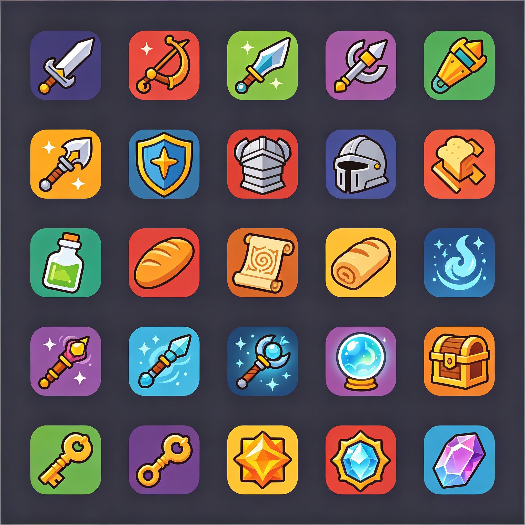 卡通 RPG 游戏道具技能图标套装